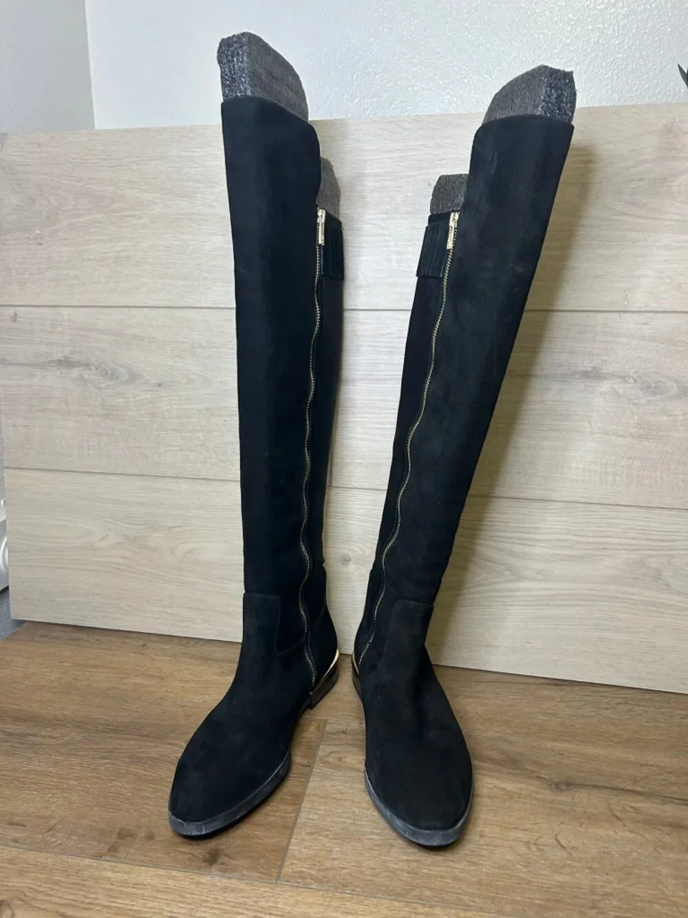 Calvin Klein Priya Over The Knee Boots Suede Neoprene Size 7 Black